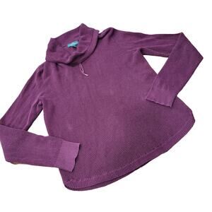 Lauren Ralph Lauren Thermal Knit Cowl Neck Pullover Wine Cotton Large